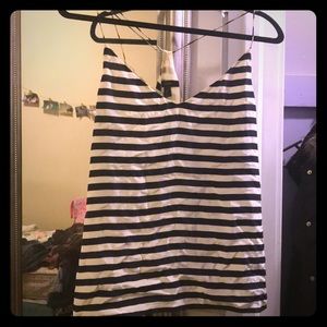 J Crew Navy Striped Silk Top